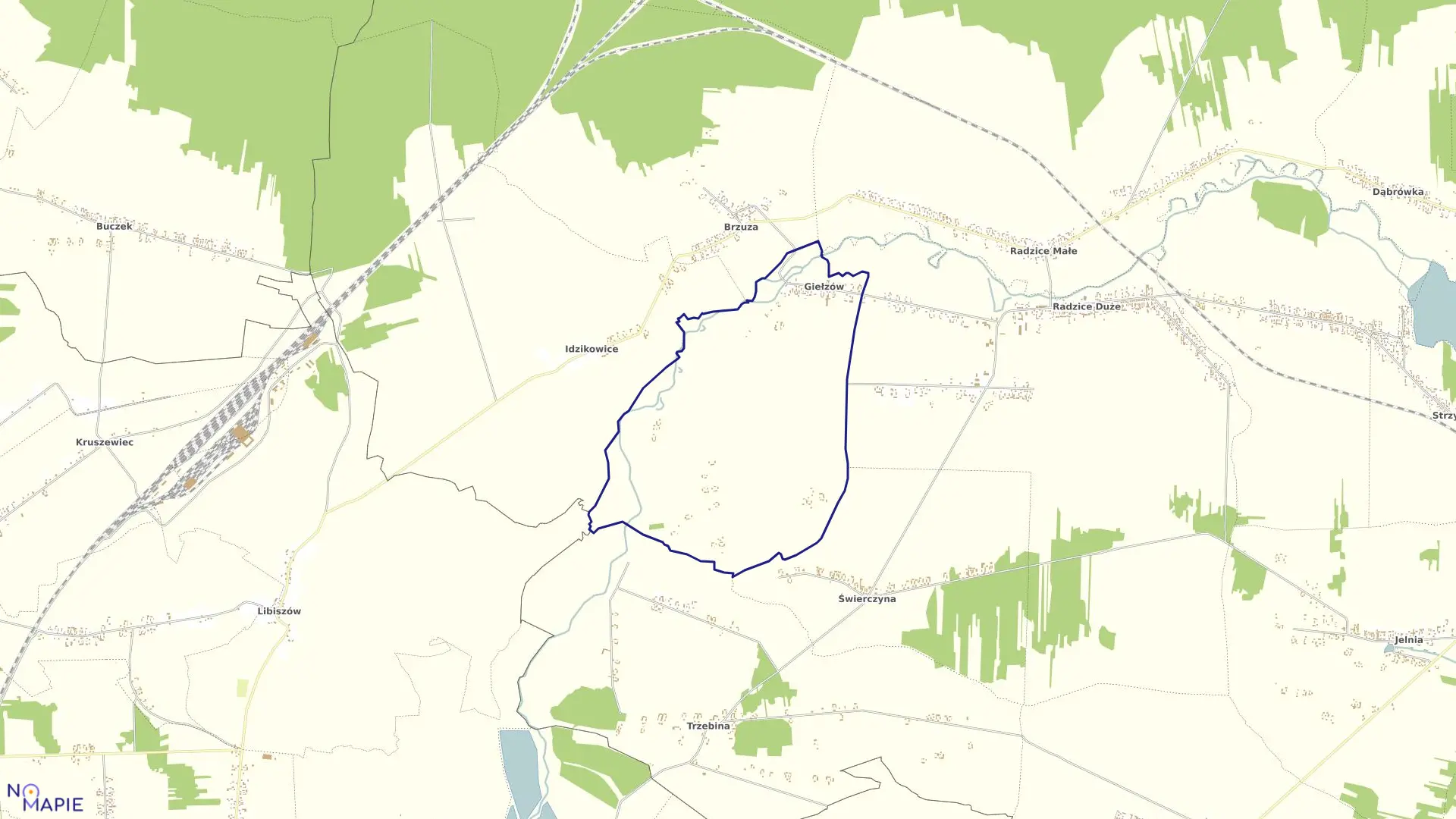 Mapa obrębu GIEŁZÓW w gminie Drzewica