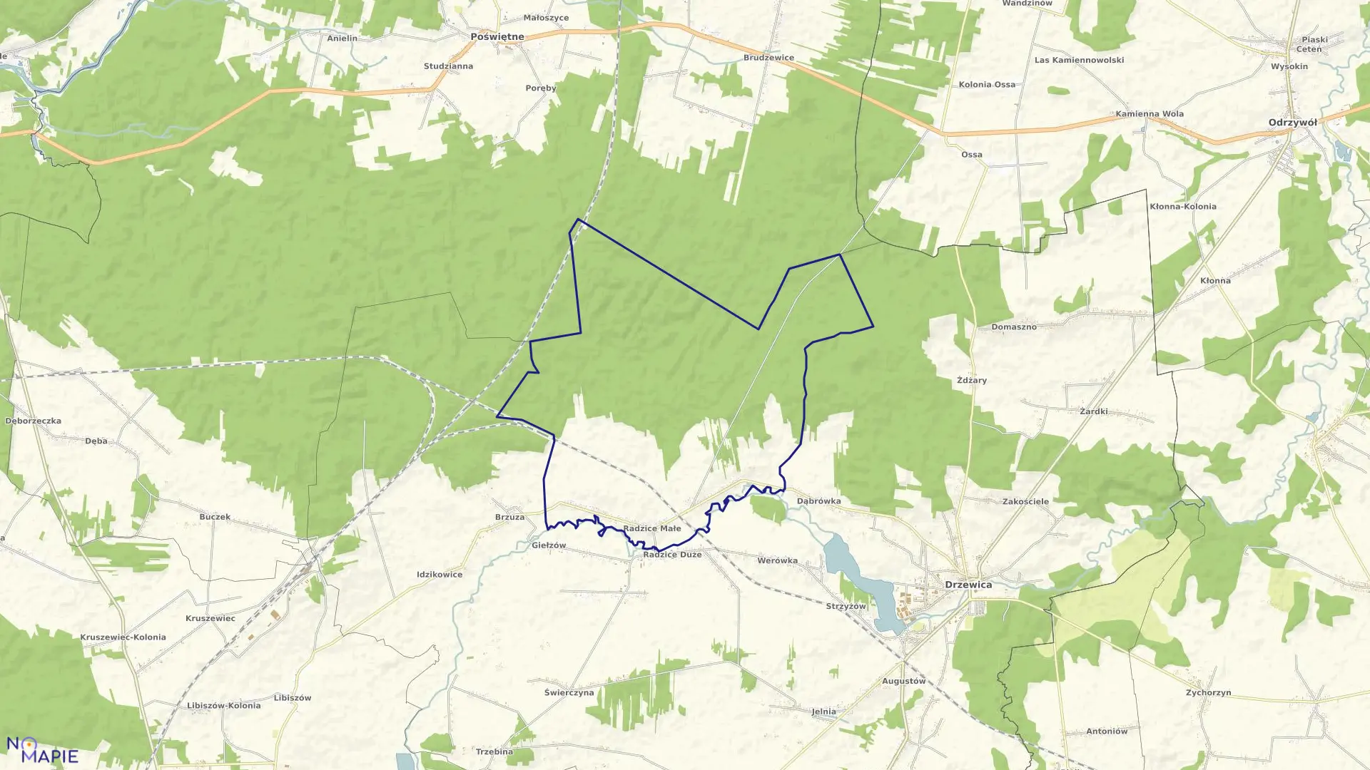 Mapa obrębu RADZICE MAŁE w gminie Drzewica